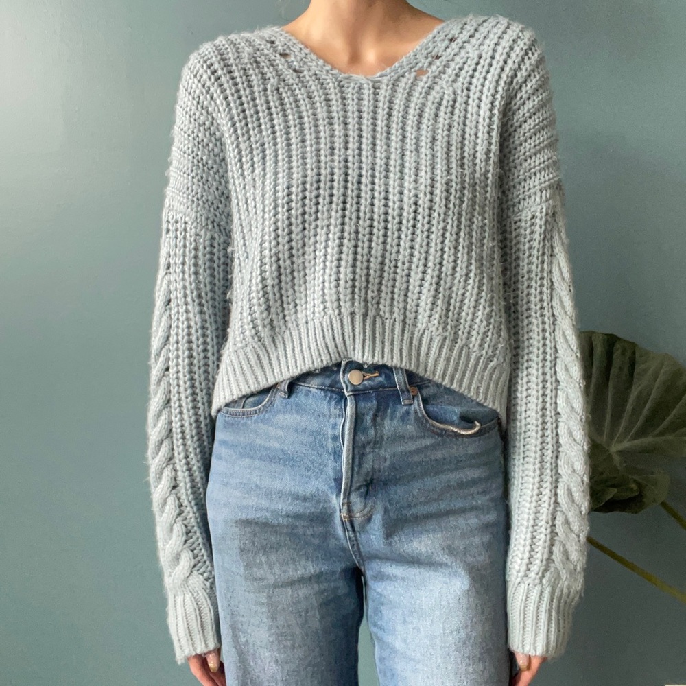 LA Hearts Women Blue Pullover Sweater
